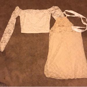 Bundle of 2 white & cream lace tops